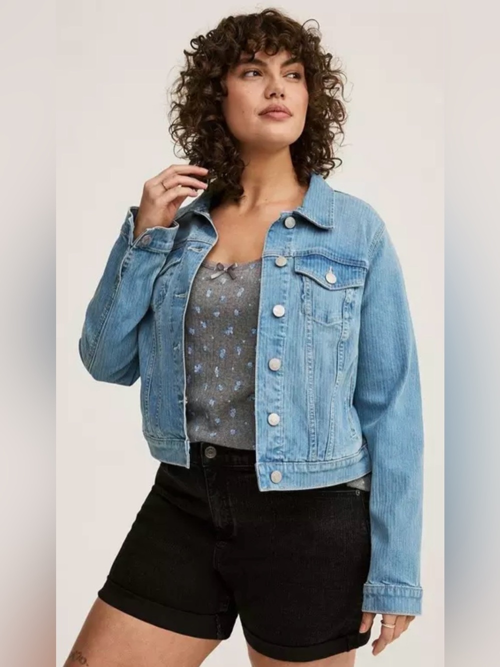 Torrid Modern Denim Trucker Size 0 Indigo Stripe